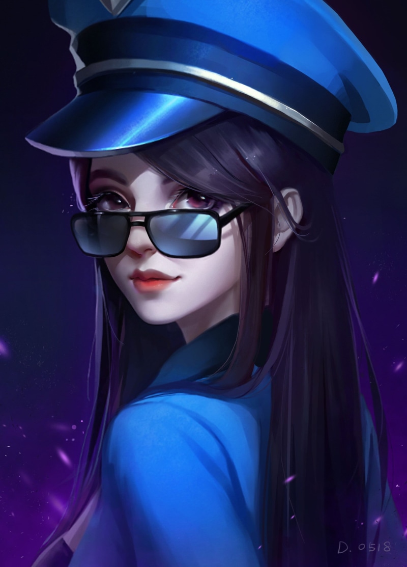 fan art, video game girls, 2K, League of Legends, painting, long hair, video games, artwork, Caitlyn (League of Legends), portrait display, illustration