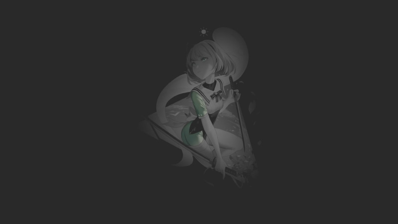 video games, Touhou, logotype, selective coloring, maiwetea, monochrome, Konpaku Youmu, games art, stockings, minimalism, illustration, school uniform