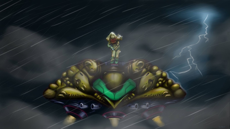 Metroid, video games, green color, cloud - sky, Samus Aran, motion, creativity, nature, reflection, 1080P, studio shot, Super Metroid, human representation