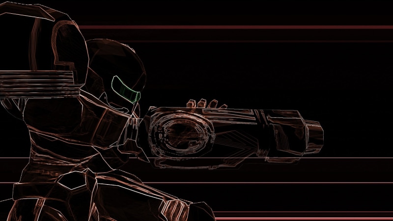 rifle, robot, no people, minimalism, close-up, long exposure, pattern, complexity, Metroid, black background, video games, backgrounds, light painting