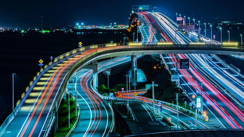 night, freeway, expressway, asia, tunnel, photography, tokyo bay, tokyo, city, long exposure photography, long exposure, 4K, urban, interchange, race track