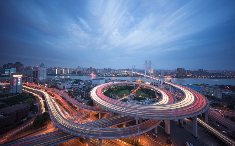 road, voigtlander, 720P, cityscape, traffic, china - East Asia, speed, flyover, highway, overpass, street, time lapse, clouds, lapse, time, multiple Lane Highway