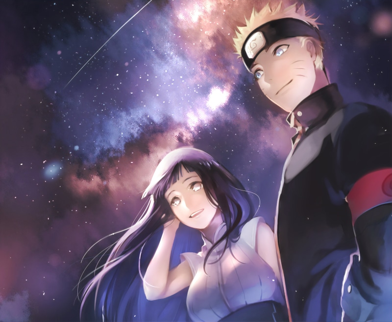 Hinata Hyūga, Starry Sky, Naruto Uzumaki, Naruto, 5K