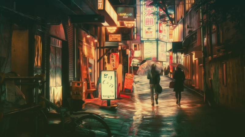 real people, people, Masashi Wakui, gray, neon lights, full length, men, walking, built structure, pants, night, city, blurred motion, 2K, building exterior