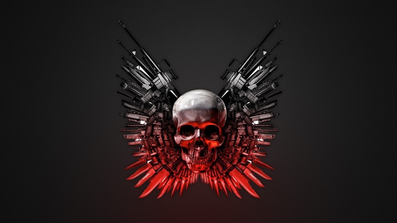 skull, dark, skulls, weapons, 1080P, weapon, EXPENDABLES