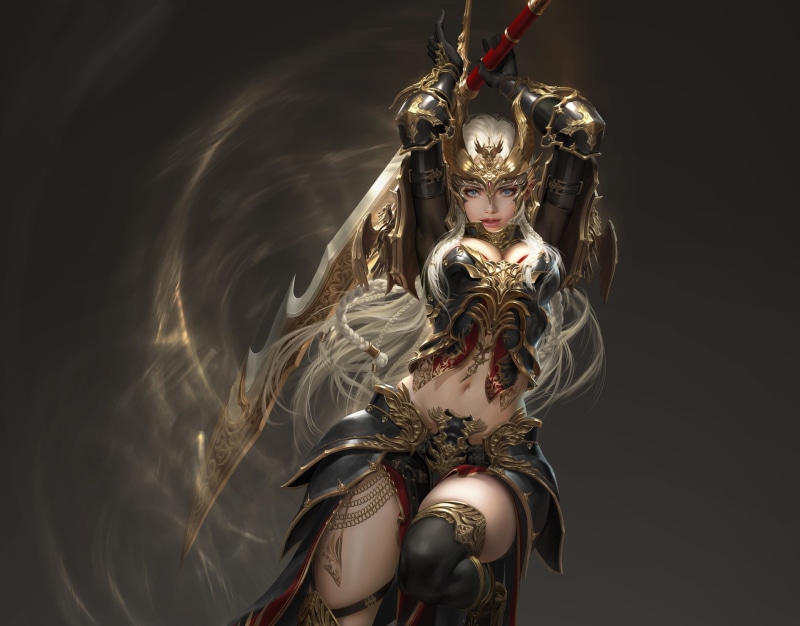 league of angels, 1080P, girl, weapons, background
