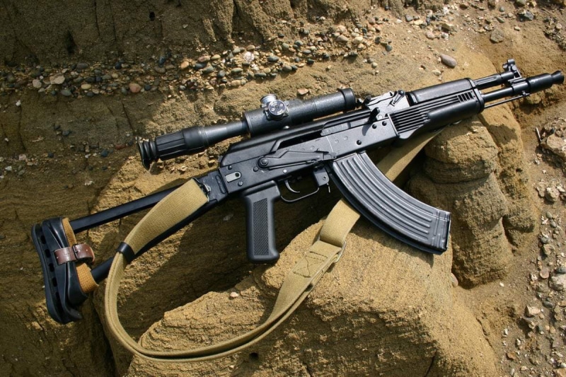 conflict, gun, day, machine gun, outdoors, War and Army, rifle, weapon, architecture, aggression, assault, target shooting, ak, war, 480P, nature, high angle view