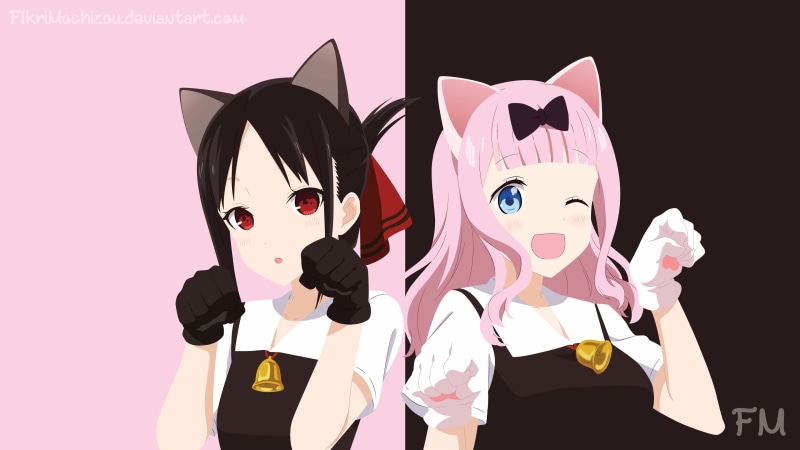 Kaguya Shinomiya, Cat Girl, Chika Fujiwara, 4K, Anime, Kaguya-sama: Love is War