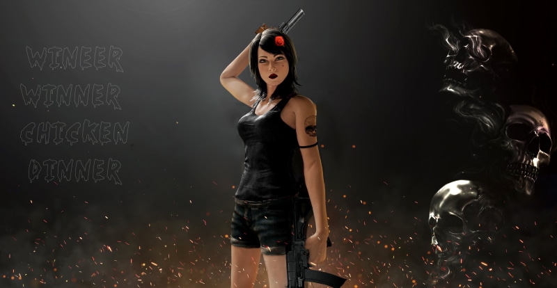 PUBG, weapon, gun, women, PC gaming, 4K