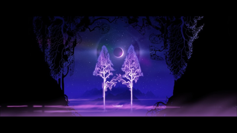 astronomy, star - space, light - natural phenomenon, 1080P, blue, lighting equipment, TheBannerSaga2, tree, The Banner Saga 2, science, glowing, no people