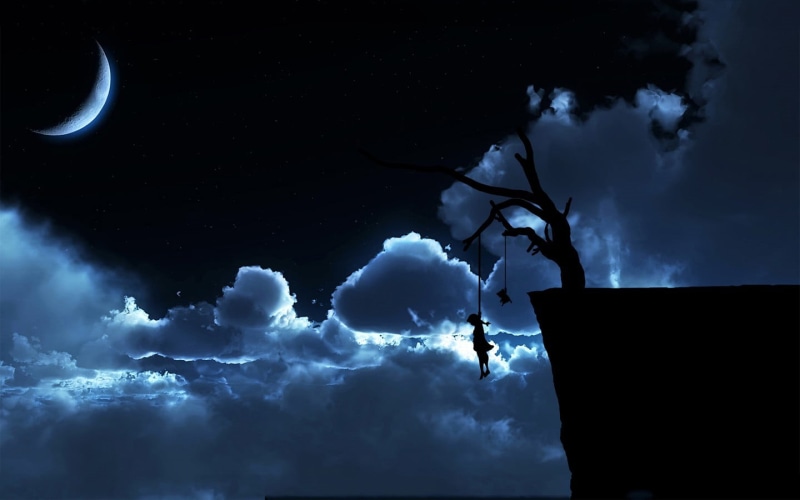 power in nature, full length, scenics - nature, suicide, sky, beauty in nature, adventure, outdoors, night, space, 720P, Moon, astronomy, clouds, silhouette