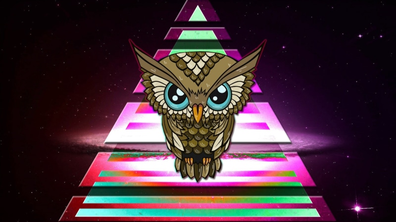 colorful, triangle, Illuminati, space, owl, 1080P