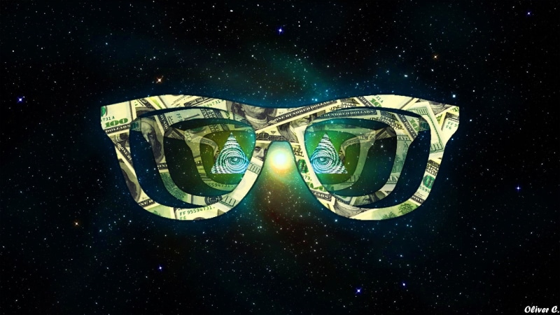 Illuminati, triangle, glasses, classes, nature, fashion, space, universe, focus on foreground, still life, star - space, night, digital, us