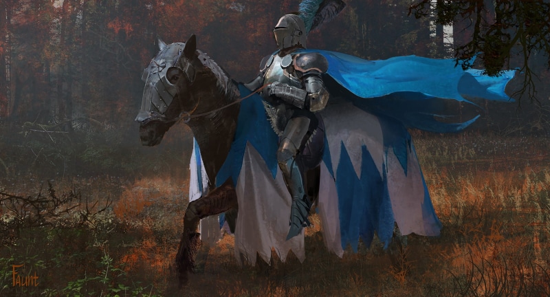horse, 2K, forest, knight, cape, armor, medieval