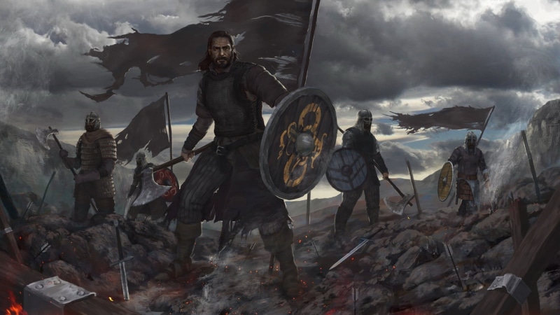 Warrior, 1080P, Man, Shield, Viking, Armor, Weapon, Fantasy, Banner