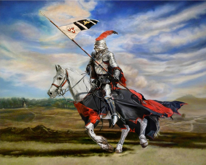 full length, power, sport, motion, one person, knight - Person, flying, horse, art, cultures, day, soldier, outdoors, nature, color Image, history, field