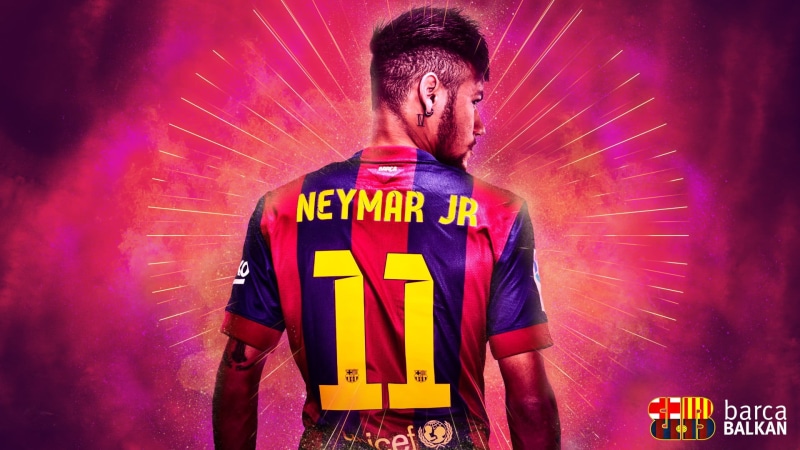 occupation, portrait, barca, 1080P, Neymar, jersey, western script, illuminated, text, Barcelona, Neymar JR., standing, adult, FC Barcelona, one person