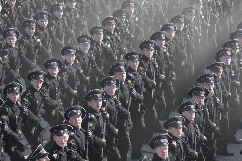 safety, black, architecture, protection, law, Russian Navy, real people, aggression, outdoors, crowd, city, s, forced, military, day, parade, large group of people