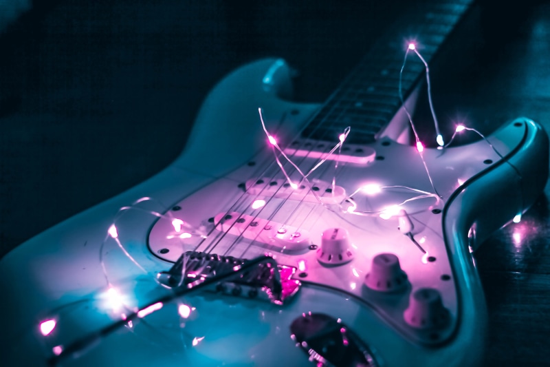 4K, lighting equipment, leisure activities, transportation, purple, light - natural phenomenon, christmas, light, multi colored, gift, pink color, guitar