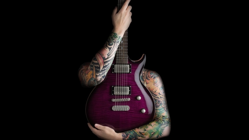 tattoo, guitar, hands, girl, 1080P, background, music