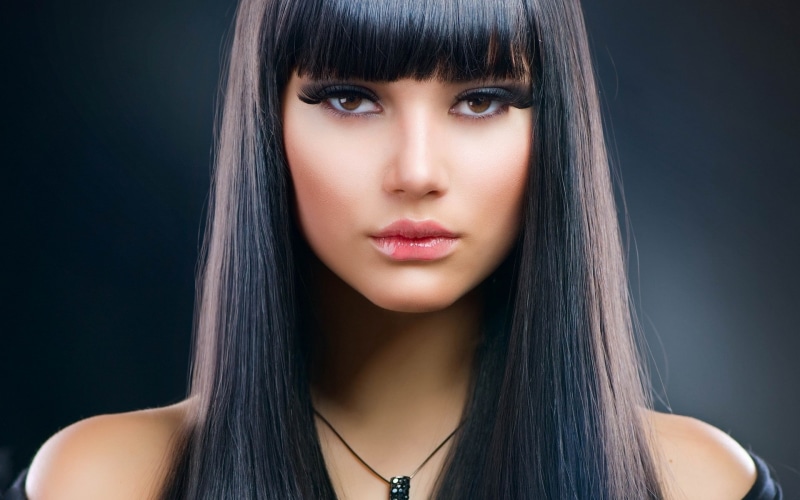 eyes, brown, 1080P, juicy lips, juicy, women, dark, hair, portrait, necklace, brown eyes, face, dark hair, lips