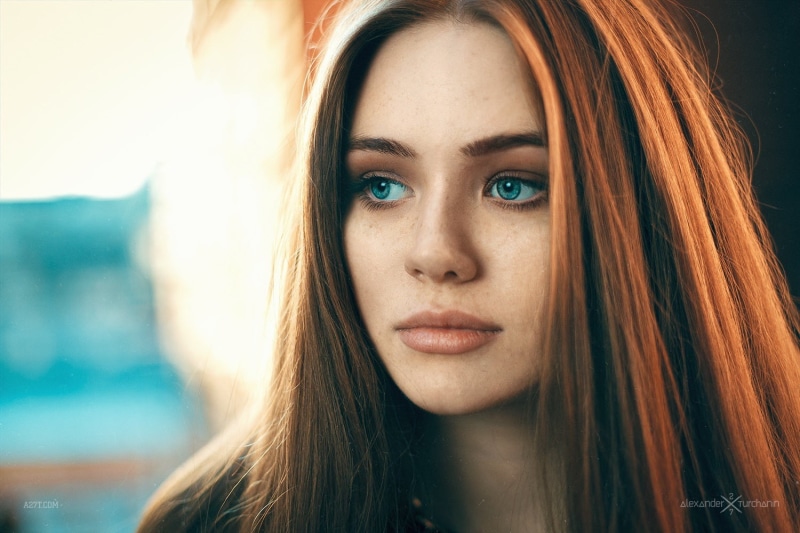 women, redhead, 720P, face, portrait, eyes, lips, blue eyes, blue, juicy lips, juicy