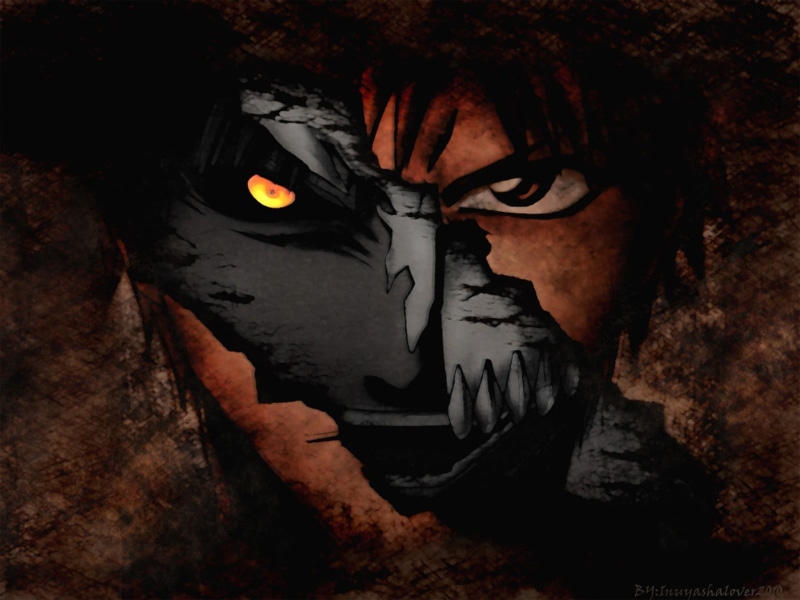 men, indoors, evil, fear, Kurosaki Ichigo, Bleach, portrait, serious, adult, horror, close-up, headshot, one person, 720P, spooky, young adult, human body part