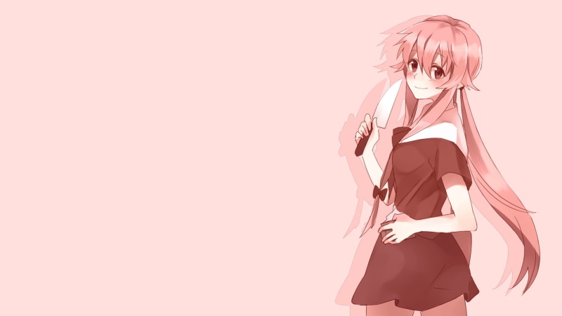 hair, hairstyle, white background, yandere, lifestyles, one person, women, 1080P, adult, indoors, haired, young women, colored background, Gasai Yuno