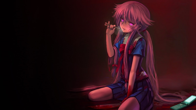 hd, anime, cartoon/comic, diary, pink, dressed, hair, gasai, female, white, mirai, nikki, character, blue, future, yuno, 1080P