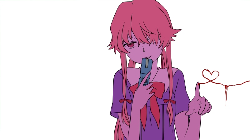 art and craft, standing, Mirai Nikki, Gasai Yuno, studio shot, women, adult, one person, human representation, representation, white background, technology