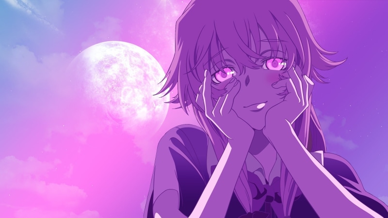 Yuno Gasai, 1080P, Anime, Moonlight, Mirai Nikki