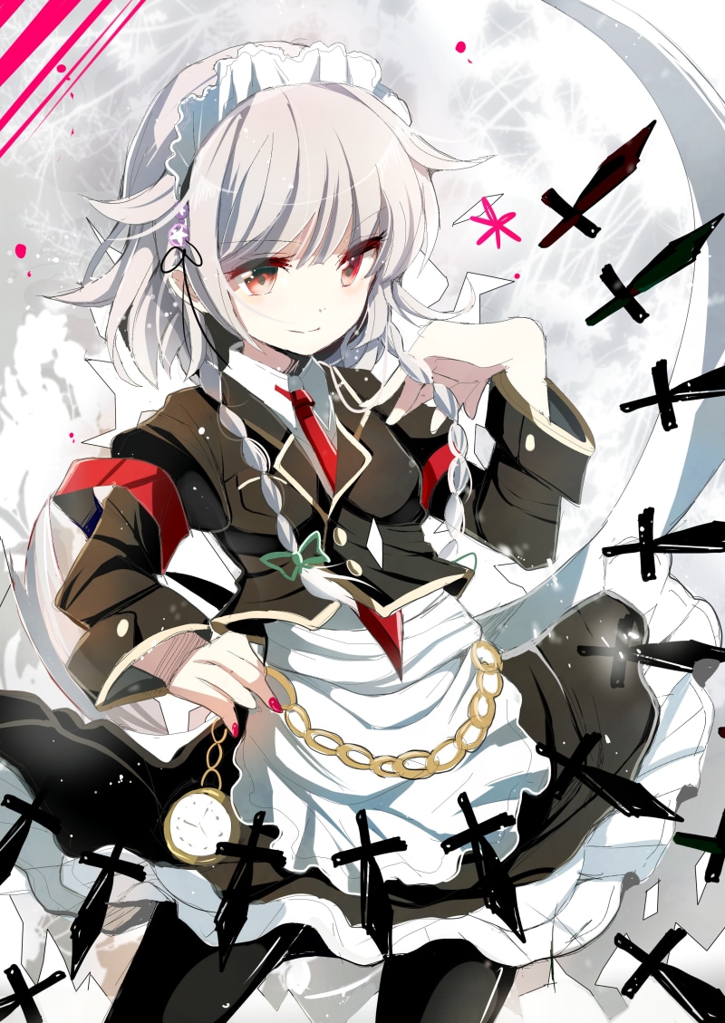 males, real people, sport, indoors, 2K, manga, human face, Izayoi Sakuya, maid outfit, adult, overworked, red eyes, standing, emotional stress, front view