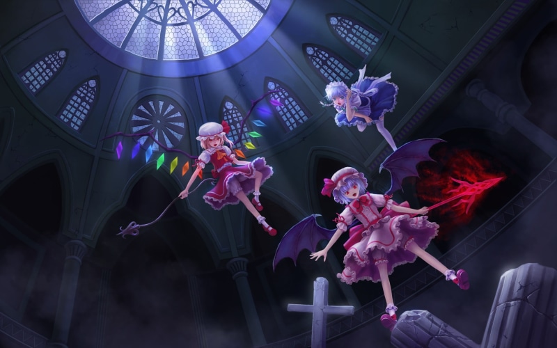 scarlet, eyes, maids, hair, 1080P, wings, izayoi, touhou, remilia, red, sakuya, flandre, blue, blondes, white