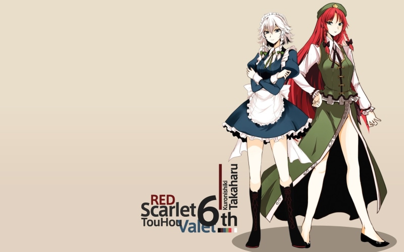 1080P, games, anime, band, dress, hats, braids, boots, video, girls, aprons, hong, white, blue, ribbons, devil, scarlet, bows, sakuya, hair, izayoi, eyes