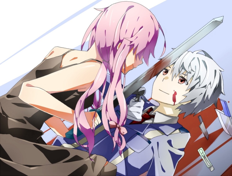 Yuno Gasai, representation, Future Diary, indoors, nature, art and craft, 720P, large group of objects, pink color, design, no people, creativity, still life