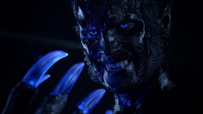 fangs, wolf, eyes, grin, power, monster, blue eyes, 1080P, man, TV series, MTV, creature, werewolf, look, the cub, teen wolf, dark, show, Chimera, Season 5