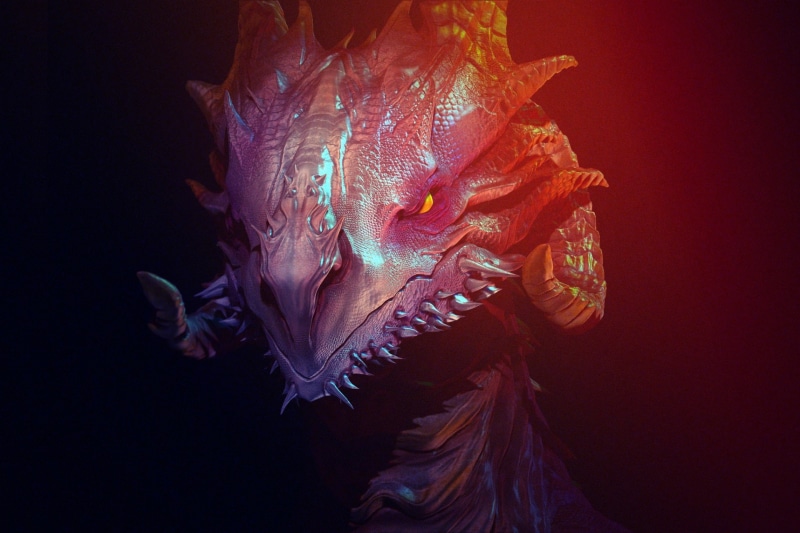 evil eye, mouth, scales, face, horns, 1080P, in the dark, burning eyes, dragon