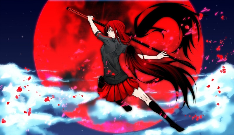 Blood-C, Anime, Saya Kisaragi, 1080P, Red