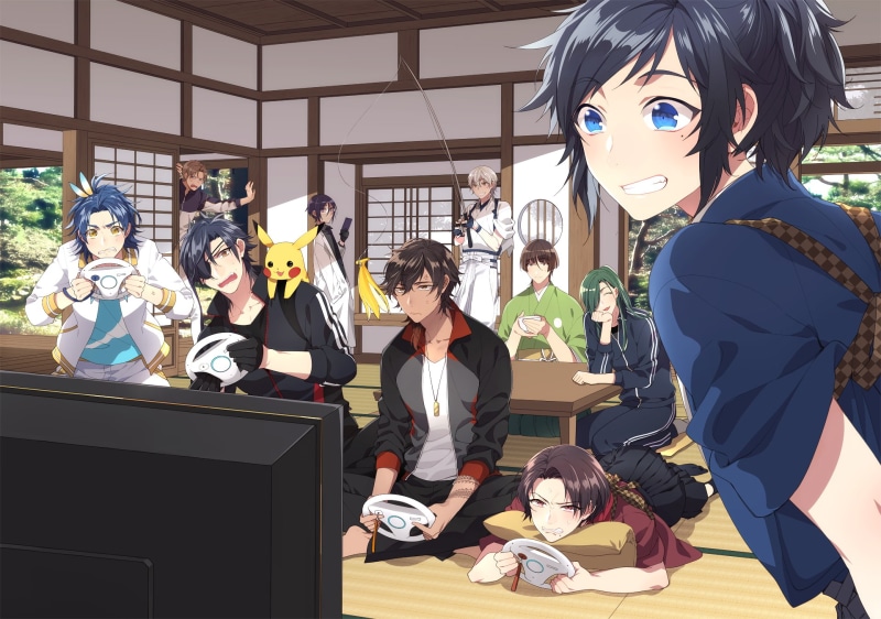 three quarter length, kashuu kiyomitsu, indoors, representation, day, touken ranbu: hanamaru, disguise, adult, mask, Anime, young adult, standing, 1080P