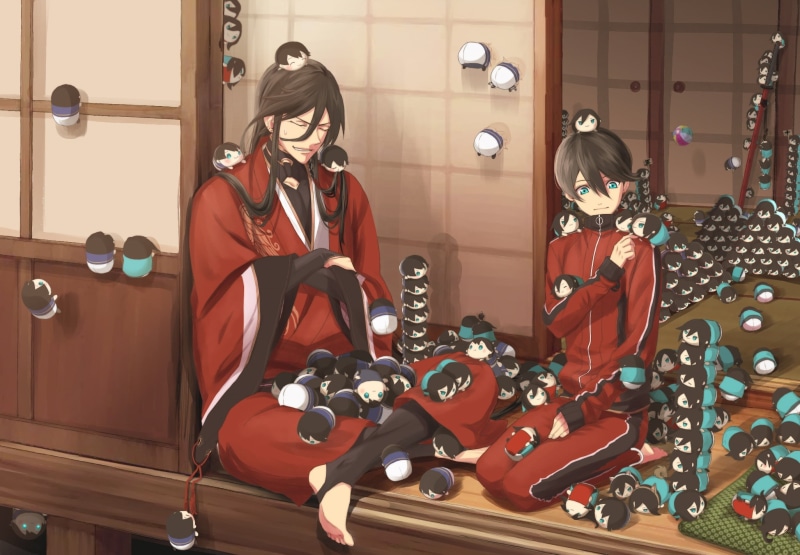 art, 1080P, Touken Ranbu, samurai, anime, guys, Dance of swords