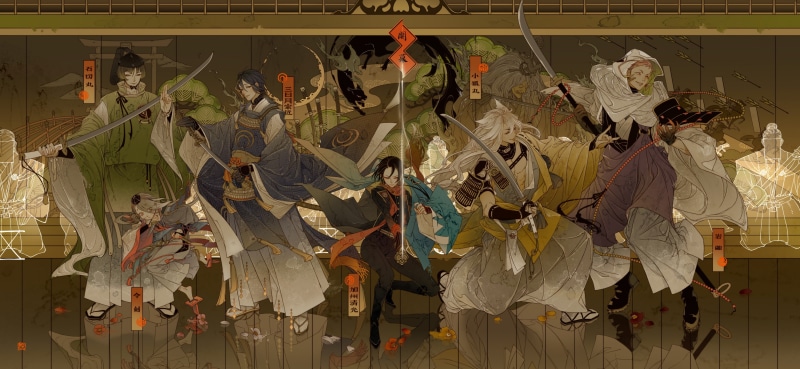 art, 4K, the game, characters, anime, guys, Touken Ranbu, weapons