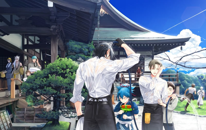 clothing, sunlight, women, three quarter length, Anime, leisure activity, building exterior, nature, rear view, lifestyles, shoujo, outdoors, anime boys