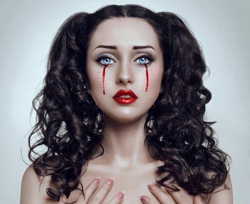 Lubov Pabat, eyes, face, women, 1080P, blood, bloody tears