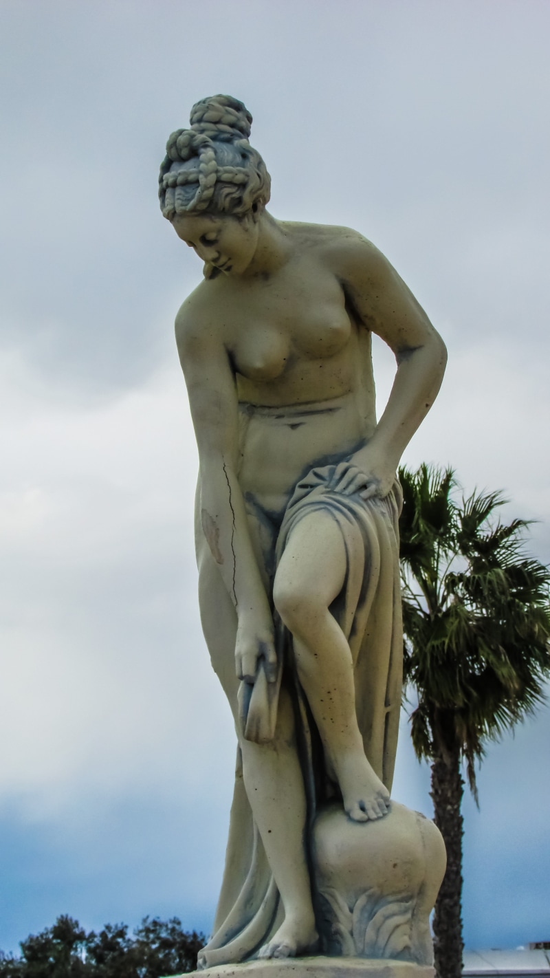 low angle view, marble, Ayia Napa, craft, creativity, male likeness, 4K, representation, no people, day, human representation, fine art statue, tree, history