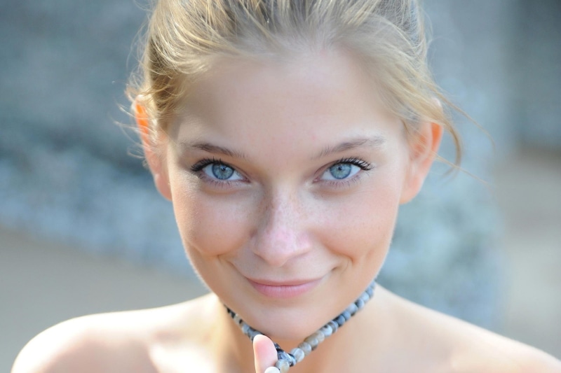 women, pearl jewelry, young adult, photo, front view, 2K, adult, hair, blonde, woman, Indiana A, portrait, hairstyle, looking at camera, outdoors, headshot