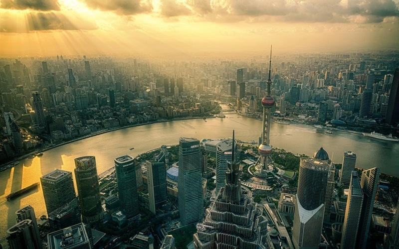 Skyscrapers, City, Shanghai, China, Tower, Sunrise, River, 1080P, Dawn