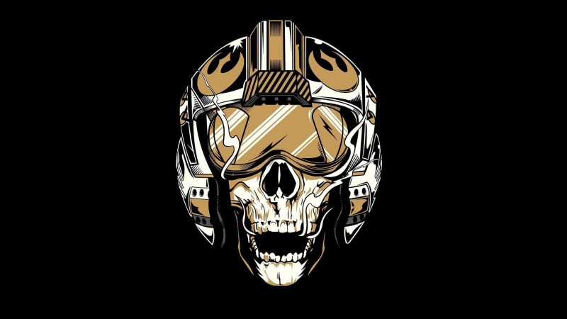 pilot, white, helmet, 1080P, illustration, 1920x1080, skull, vector, goggles, wearing, brown, black