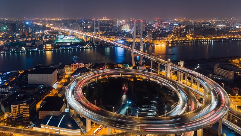 bridge, city lights, river, asia, cityscape, shanghai, 4K, china, huangpu river, nanpu bridge