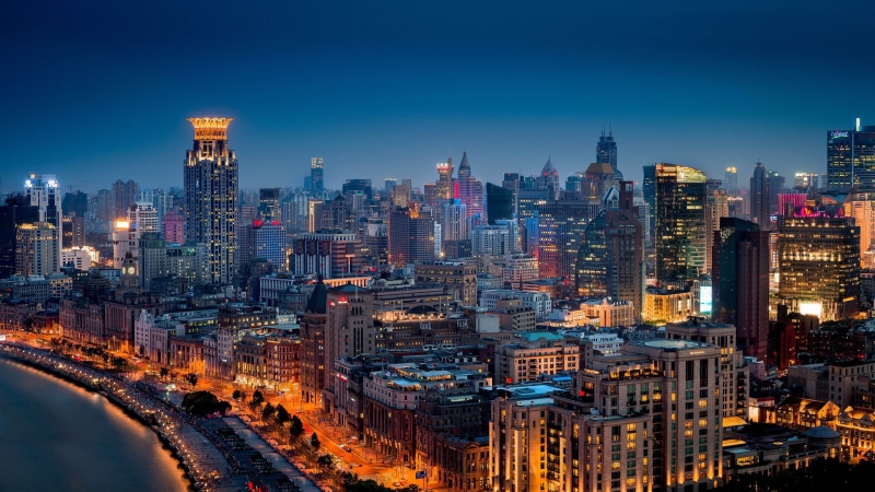 1080P, view, Shanghai, night city, Huangpu, China, waterfront, Buildings