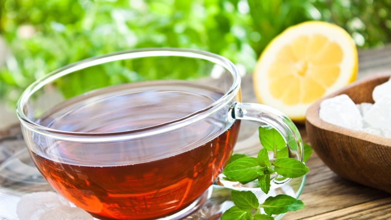 4K, Tea, Glass, Sugar, Red, Lemon, Cup, Mint
